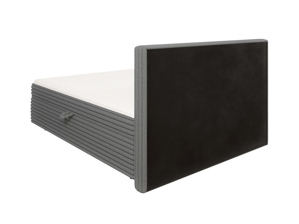 BOXBETT Roma 160/200 cm Dunkelgrau Plüschcord - Dunkelgrau/Schwarz, Holz/Kunststoff (160/200cm) - S-Style