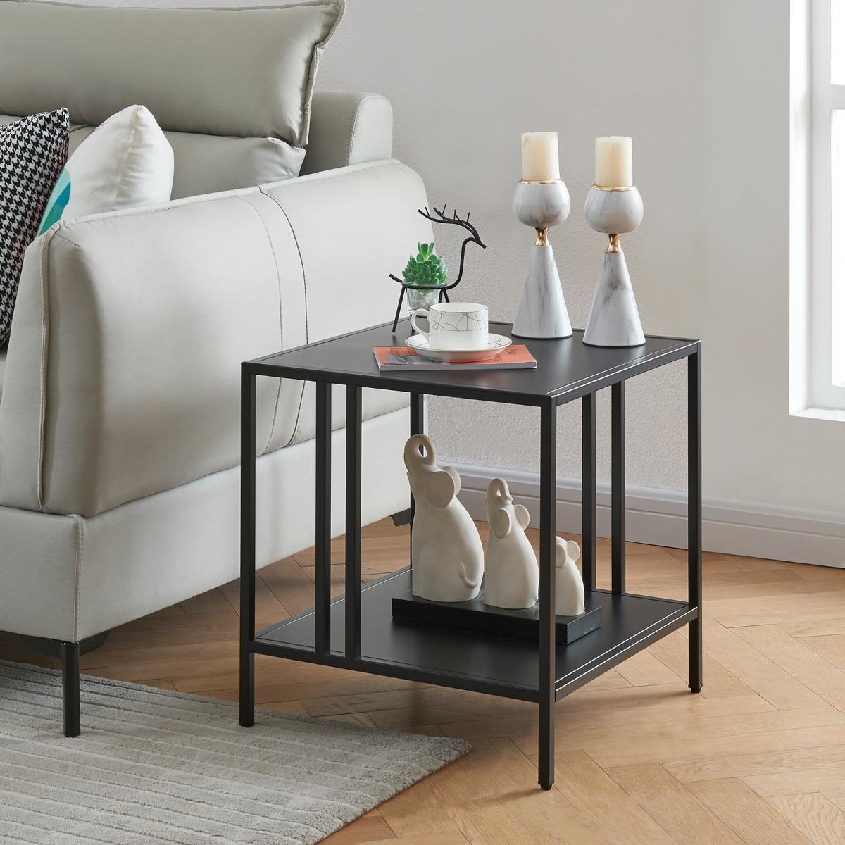 BEISTELLTISCH Kumlinge - Schwarz, Metall (45/45/47cm) - [en.casa]