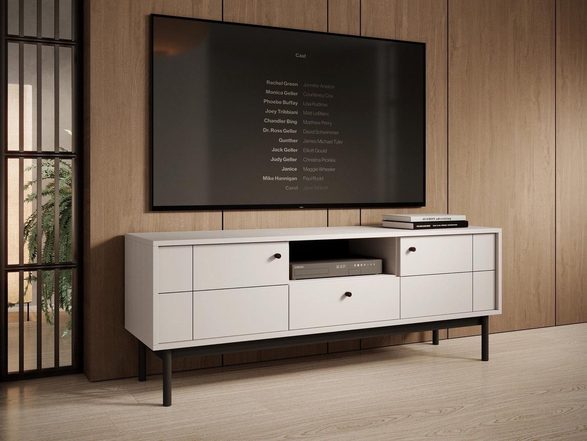TV-LOWBOARD Japandies Greige 153 cm - Taupe/Schwarz, Holz/Holzwerkstoff (153.5/56.6/39cm) - Selsey