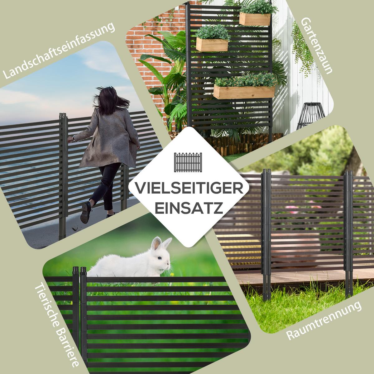 GARTENZAUN, Stahl mit PE-Beschichtung, Braun - Braun, Metall (22/150cm) - Outsunny