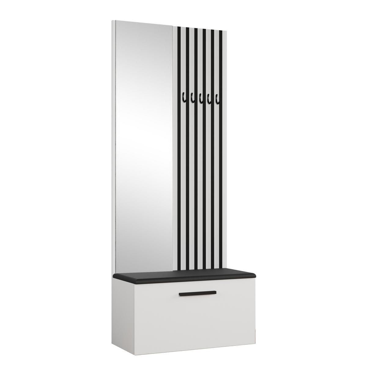 GARDEROBENSCHRANK MODULO 161,2/204/40 cm Modern Garderobe-Set Weiß - Schwarz/Weiß, Holzwerkstoff (161.2/204/40cm) - MASSENO