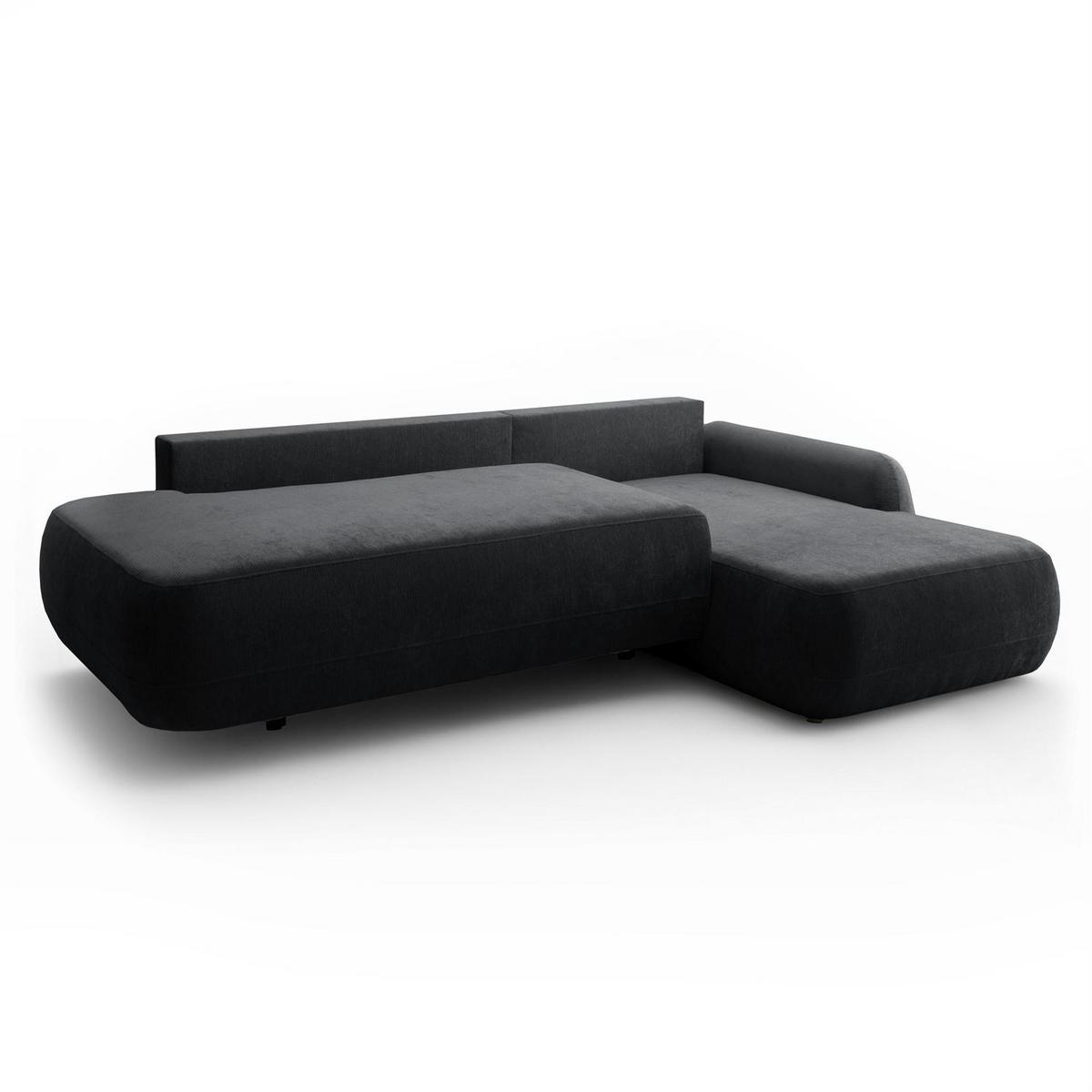 ECKSOFA GOYA mit Schlaffunktion und Bettkasten, Rechte, Perfect Harmony 90 - Graphitfarben, Textil (302/184cm) - Lookway
