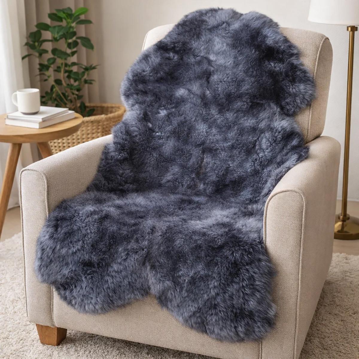 SCHAFFELL Premium Merino Lammfell Silber Grau geschoren ca. 105 cm - Silberfarben/Grau, Fell (55/105cm) - Provellus