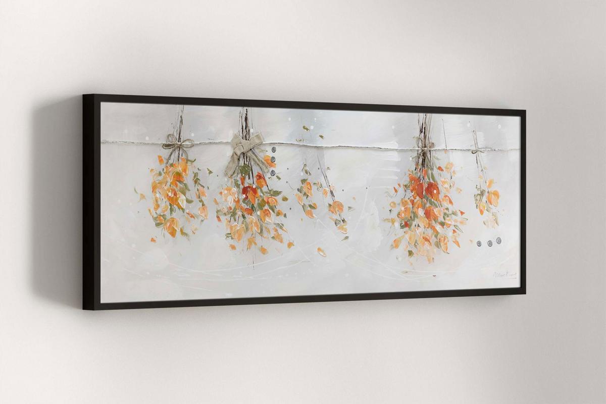 ACRYLBILD HANDGEMALT 150/50 cm - Weiß/Orange, Holz/Textil (150/50cm) - KUNSTLOFT