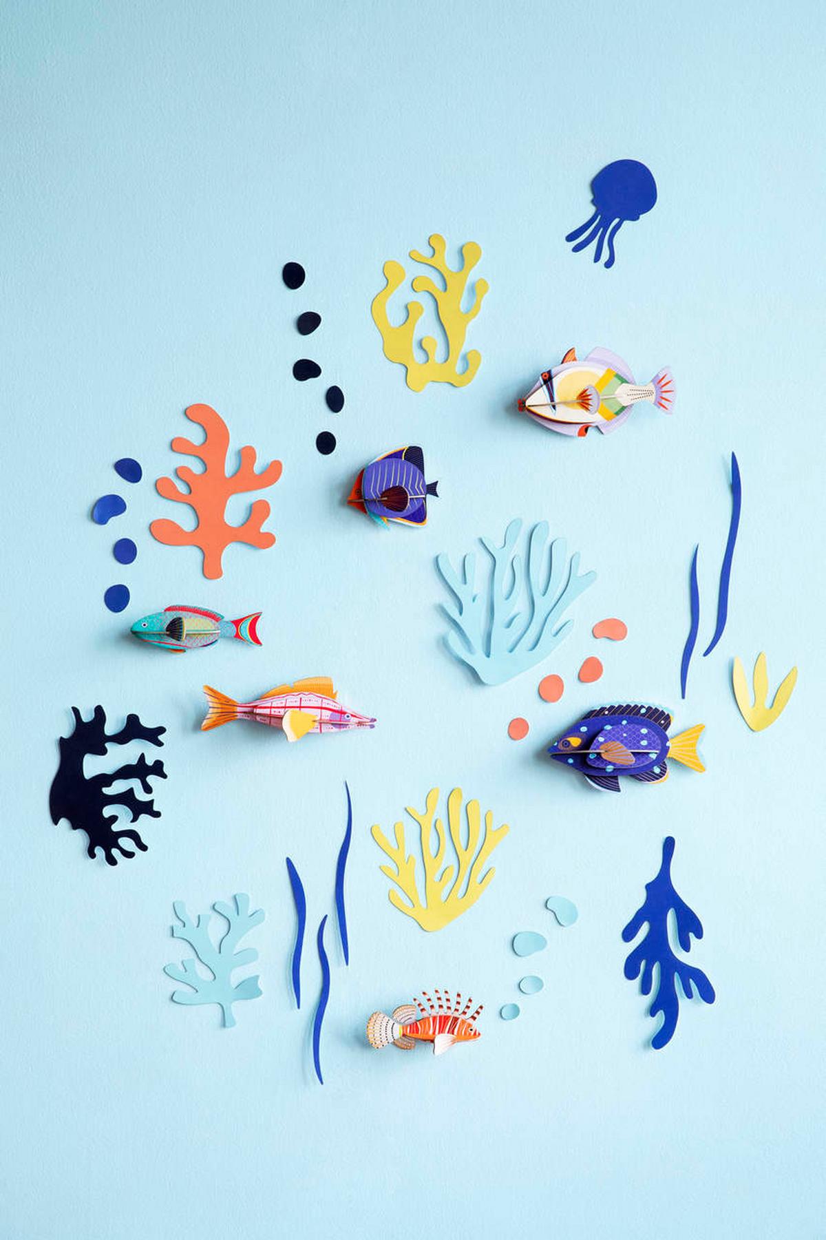 WANDDEKO Aquarium-Set 18/7 cm - Blau, Wellpappe (18/7/11cm) - Studio Roof