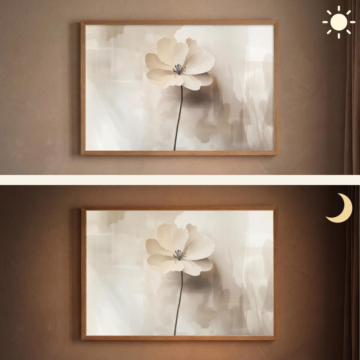 WANDLEUCHTE MIT AKKU Blume - Beige - Farbe - Schatten 90x60 cm - Beige, Holzwerkstoff (90/60/8cm) - OnlyWow