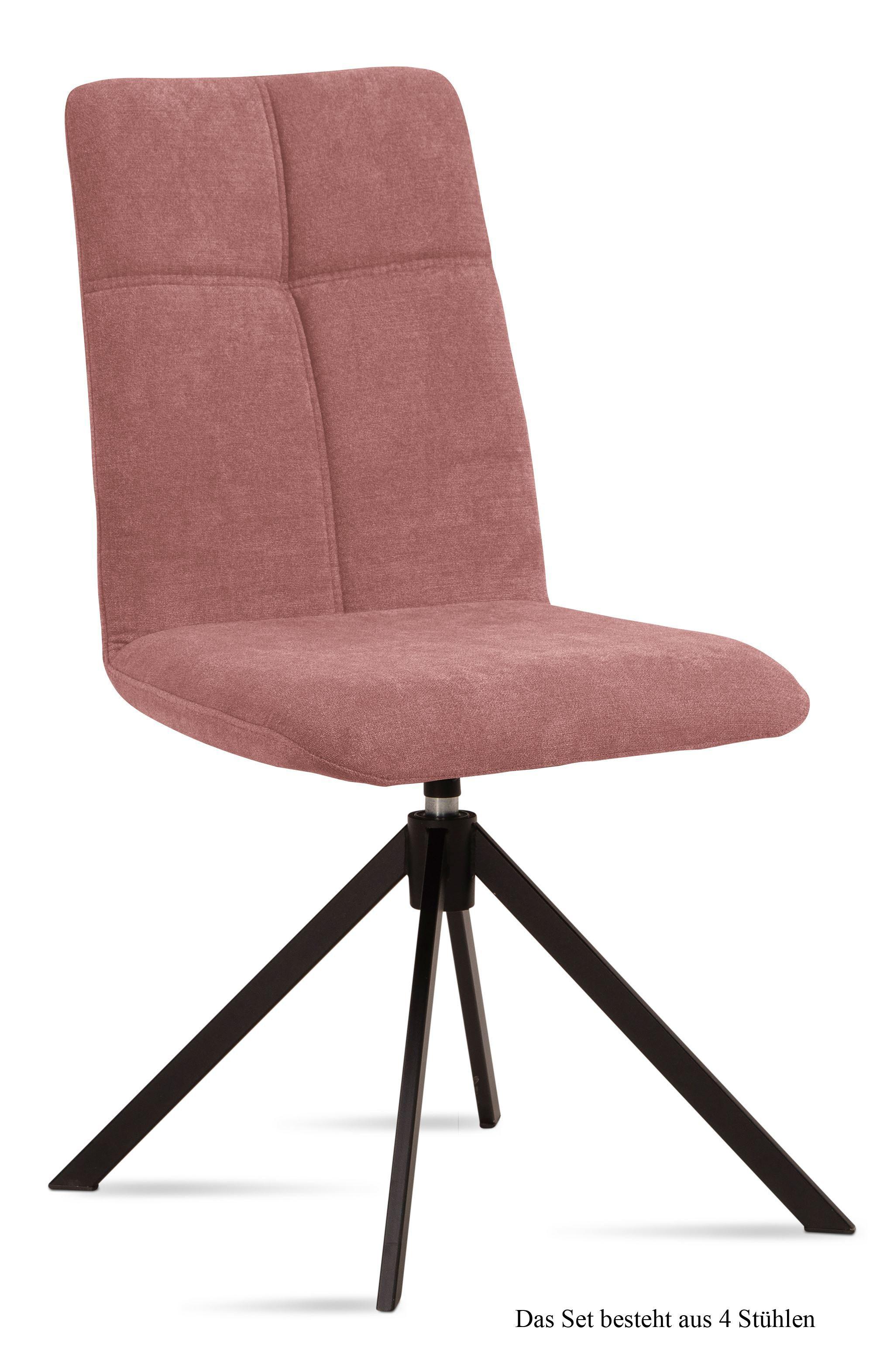 ESSZIMMERSTUHL drehbar (4er-Set) Debbie 47x92x60 Schwarz/Rosewood - Dunkelrosa/Schwarz, Kunststoff (60/92/47cm) - 58aufmkessel
