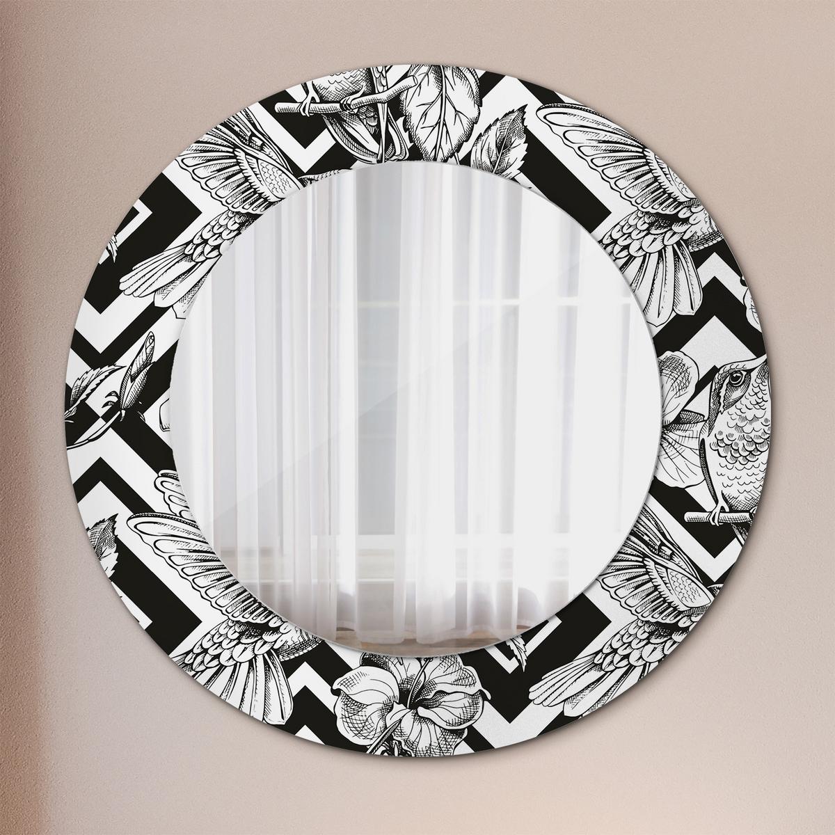 SPIEGEL Rund Ø 50 cm mit Aufdruck - Schwarz, Glas (50/50/0.4cm) - Wallfluent