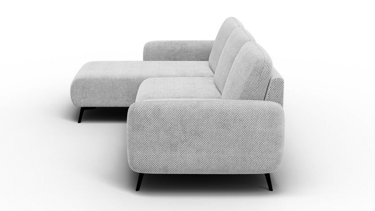 ECKSOFA FEBE 4-Sitzer links, hellgrau - Hellgrau/Schwarz, Holz/Textil (264/157cm) - Wozimo