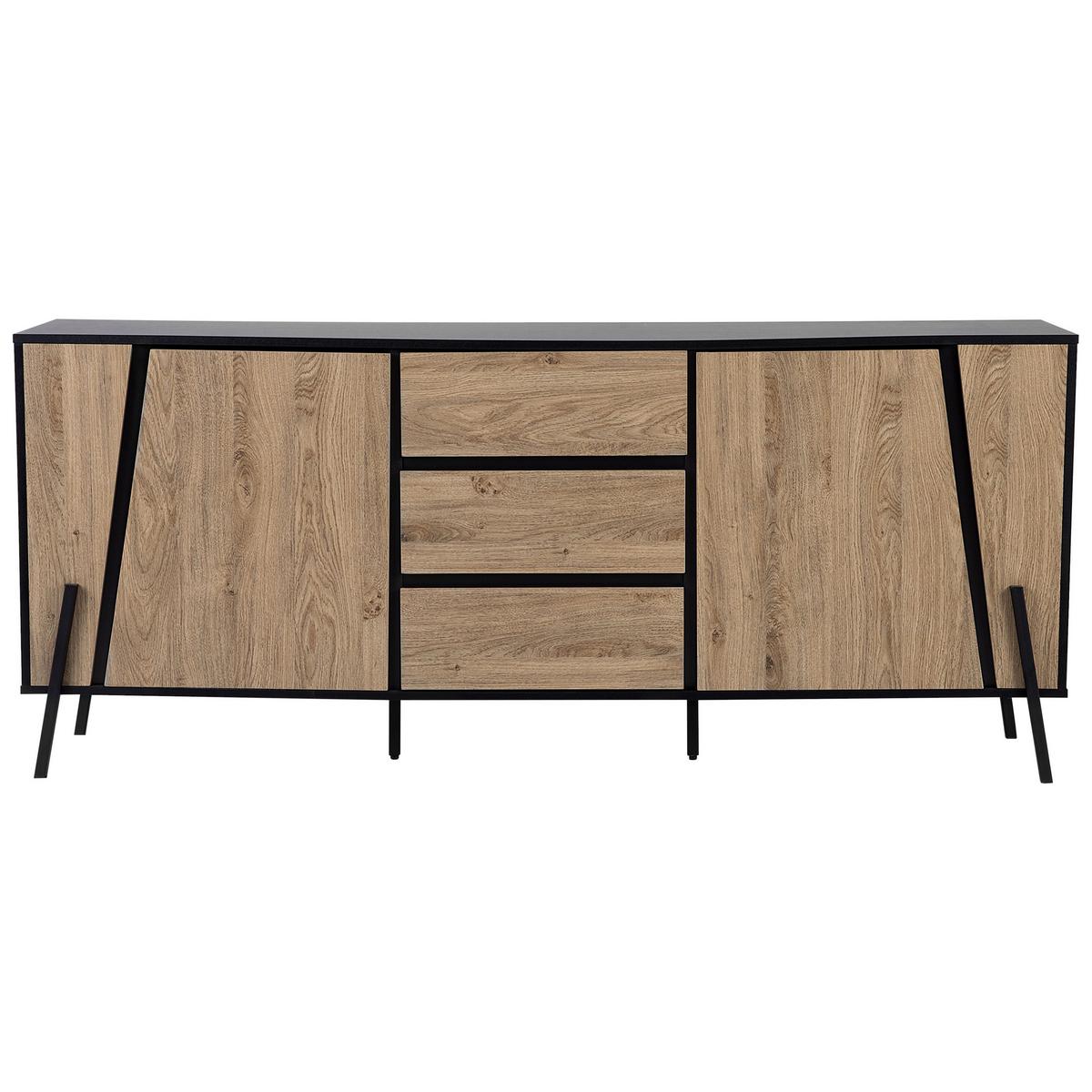 SIDEBOARD mit 2 Türen Braun/Schwarz Blackpool - Braun, Holzwerkstoff (177/75/40cm) - Beliani