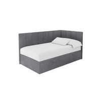 EINZELBETT Jugendbett mit Bettkasten Links, mit Matratze - LOVY 100x200 Dunkelgrau - Dunkelgrau, Holzwerkstoff/Textil (100/200cm) - ALTDECOR