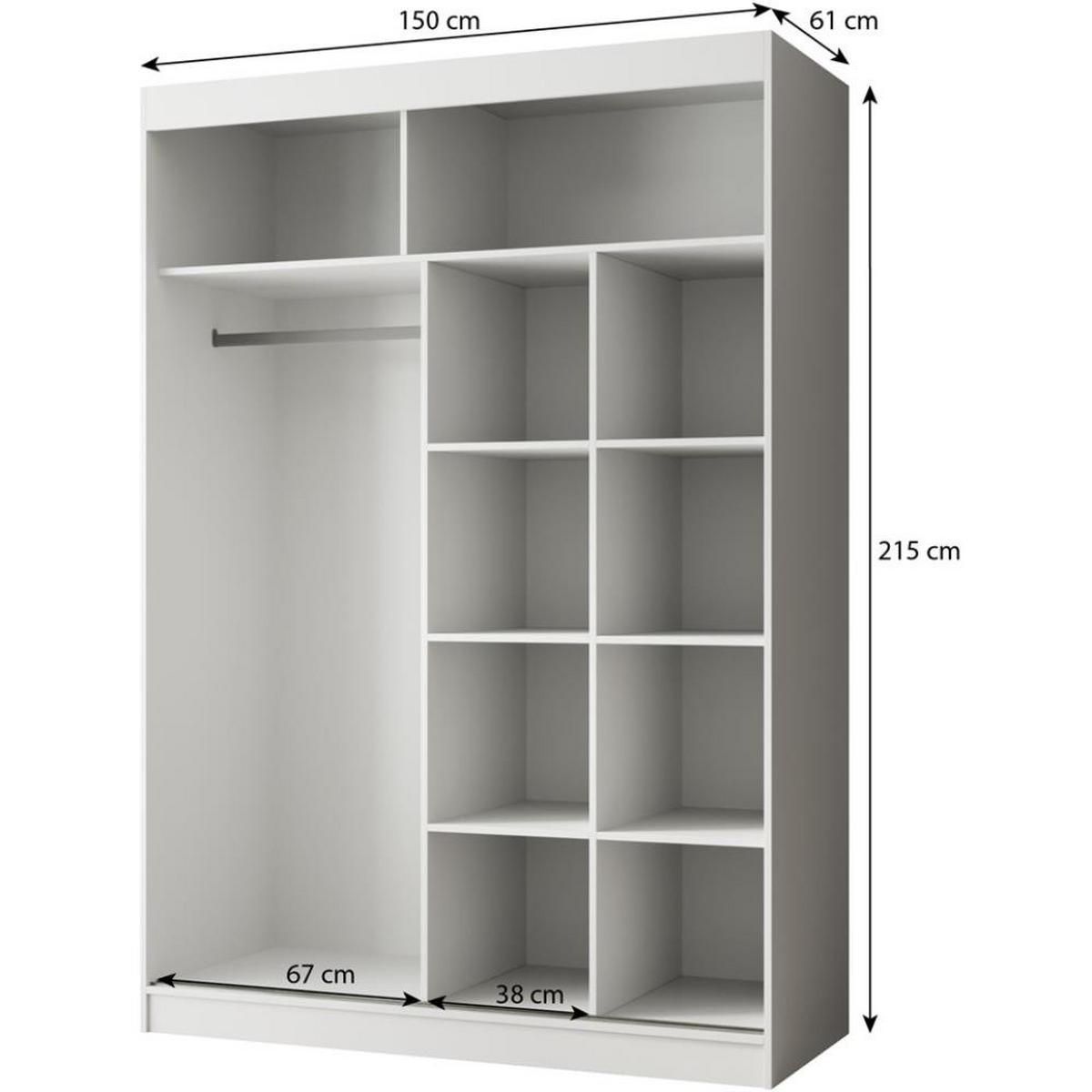 SCHWEBETÜRENSCHRANK Paco 150/215/61 2-türig schwarz mit Spiegel - Schwarz, Holzwerkstoff (150/215/61cm) - Beautysofa