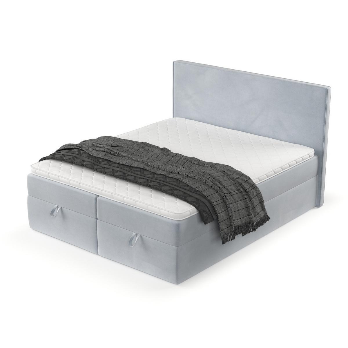 BOXBETT Velma 140/200 cm Hellgrau im Paros Stoff - Hellgrau/Schwarz, Holz/Holzwerkstoff (140/200cm) - AltaBeds