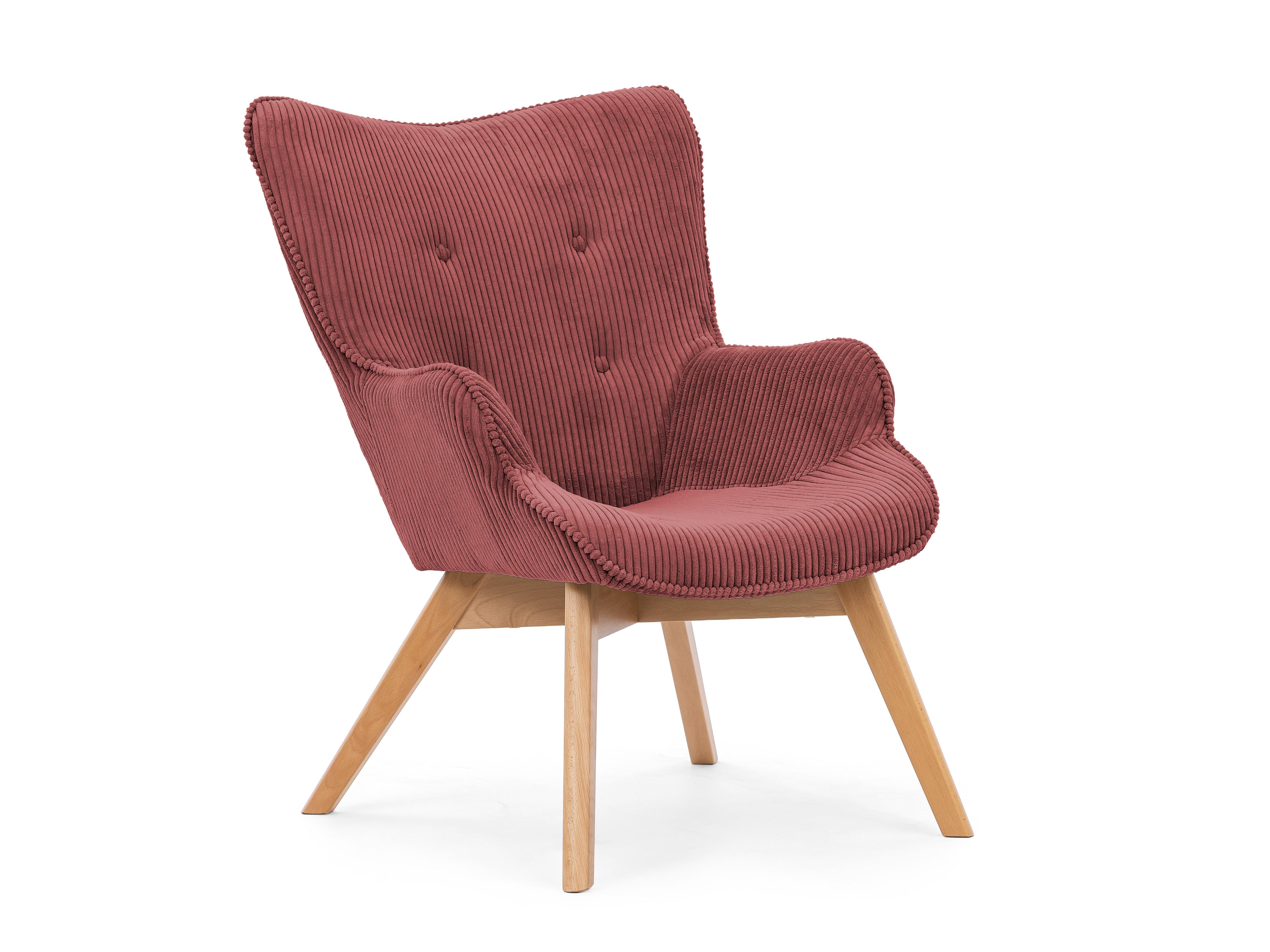 LOUNGESESSEL Lenari Terrakotta Cordstoff mit Füßen in Natur - Terracotta/Naturfarben, Holz/Textil (71/96/86cm) - S-Style Möbel