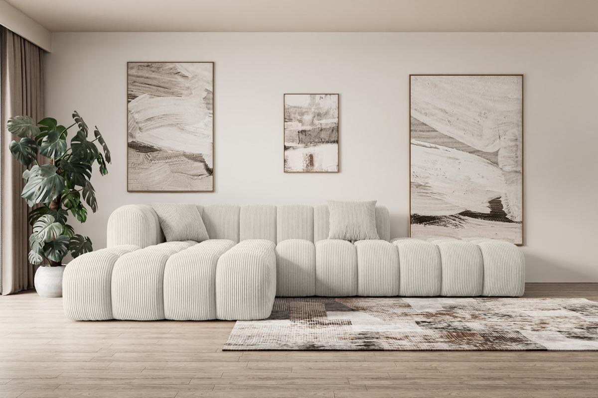 ECKSOFA Ottomane Links OLEA-L2 - 289x176x71 cm Creme - Hellgrau/Creme, Holzwerkstoff/Kunststoff (176/289cm) - ALTDECOR