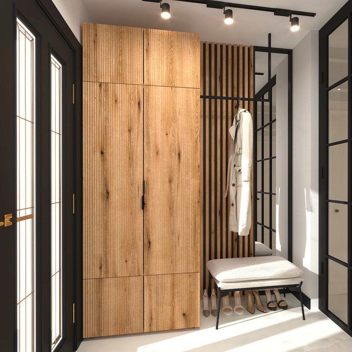 SCHRANK 4 Türen Soly Holz - Braun, Holzwerkstoff (90.4/198.5/56.1cm) - Petits-meubles