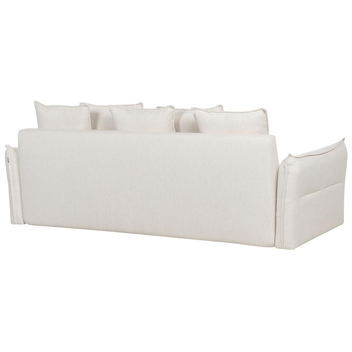 3-SITZER-SCHLAFSOFA cremeweiß mit Stauraum Krama - Schwarz/Weiß, Textil (225/62/93cm) - Beliani