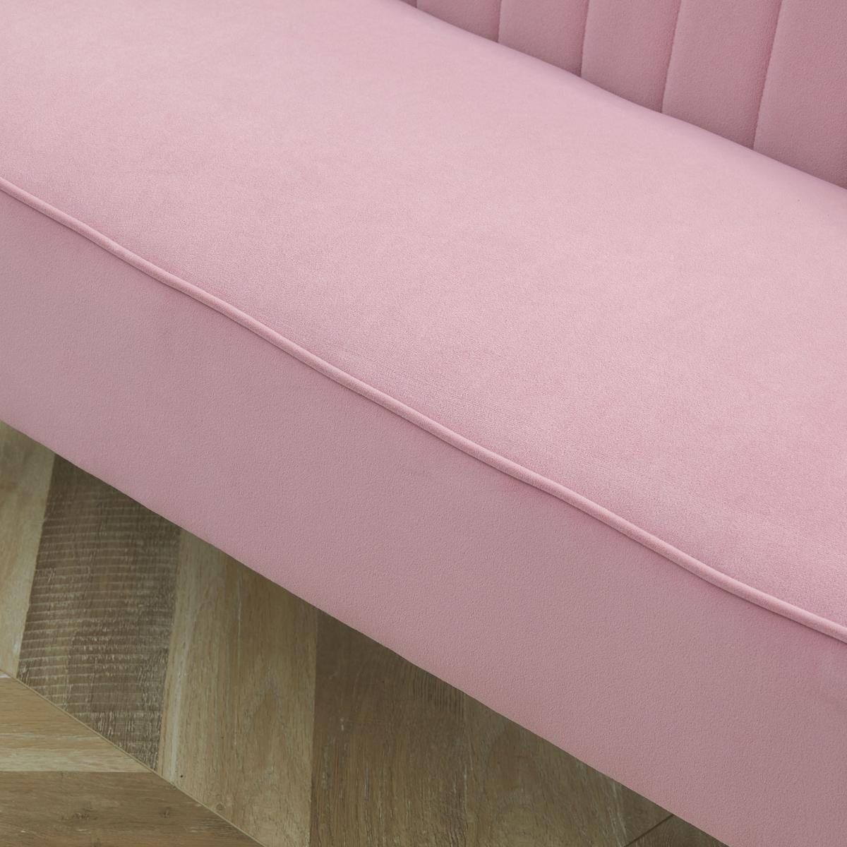 SOFA 2-Sitzer mit verstellbaren Fußpolster Pink - Rosa/Naturfarben, Holz/Textil (56.5/77/117cm) - HOMCOM