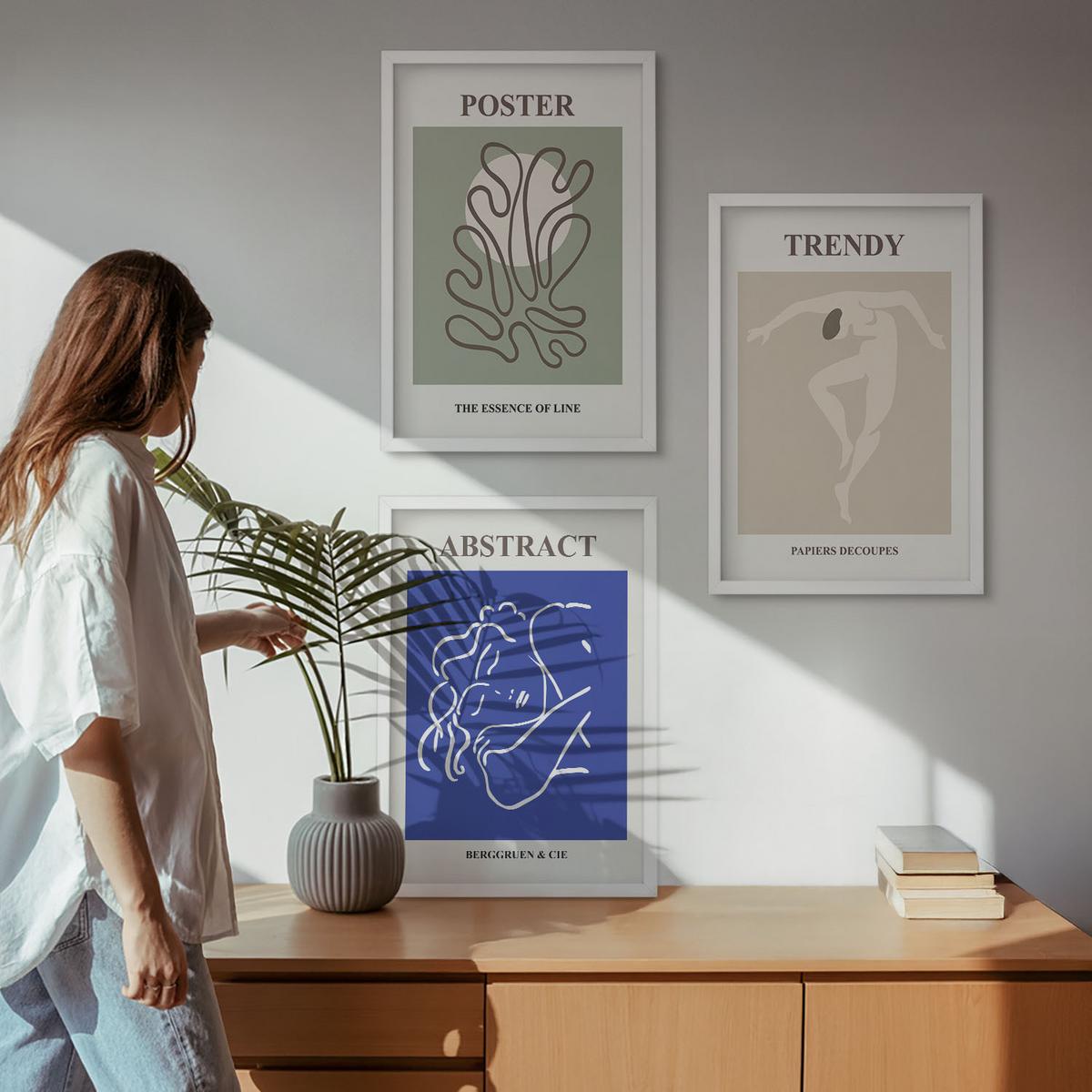 BILDER SET 3er Set - 40x60 cm Weißer Rahmen - Henri Matisse Pastellgrafiken - Weiß, Kunststoff (40/60cm) - TULUP