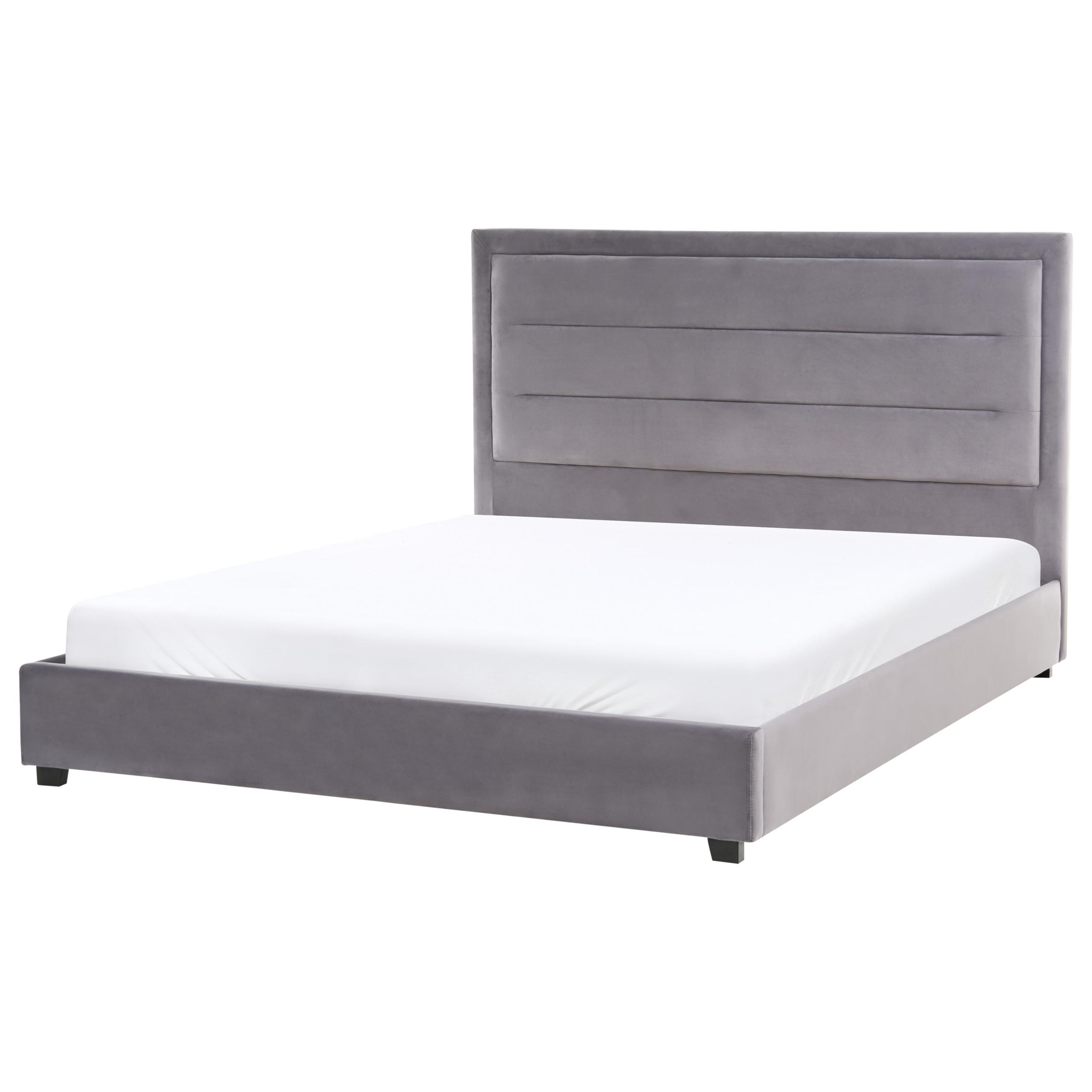 BETT mit Lattenrost 160/200 cm Dunkelgrau Rouen - Dunkelgrau/Schwarz, Textil (160/200cm) - Beliani