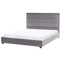 BETT mit Lattenrost 160/200 cm Dunkelgrau Rouen - Dunkelgrau/Schwarz, Textil (160/200cm) - Beliani