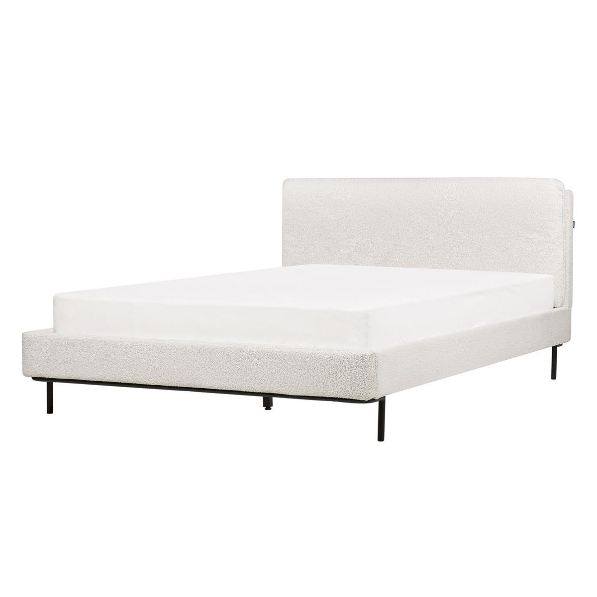 BETT mit Lattenrost 140/200 Bouclé Cremeweiß Corio - Creme, Textil (140/200cm) - Beliani