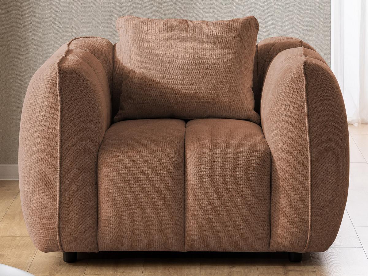 SESSEL Nubira in tief gesteppter Bubble-Optik aus weichem Terrakotta Strukturstoff im modernen Design - Terracotta/Schwarz, Holz/Kunststoff (115/69/89cm) - S-Style Möbel
