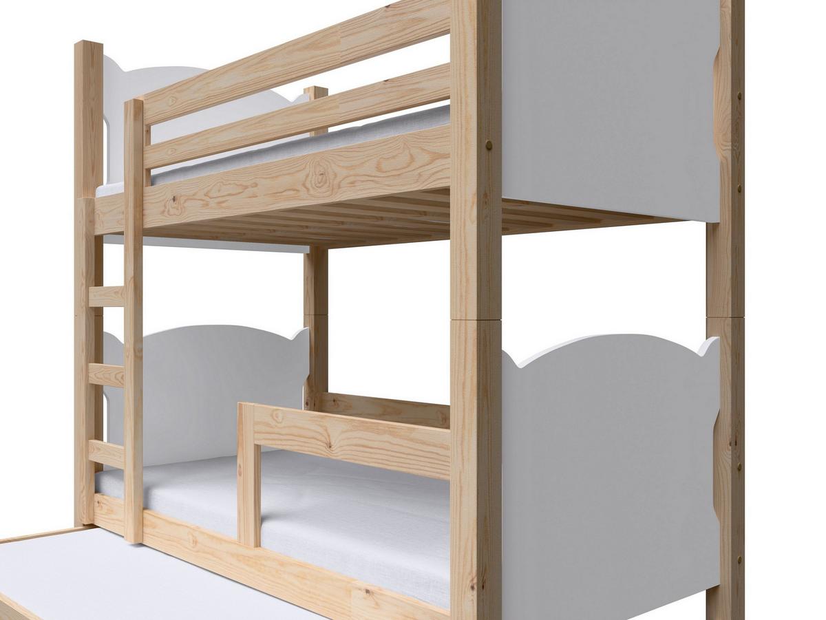 ETAGENBETT LEONE mit Bettkasten 80x180 cm Kieferfarben - Weiß/Kieferfarben, Holz (80/180cm) - MASSENO