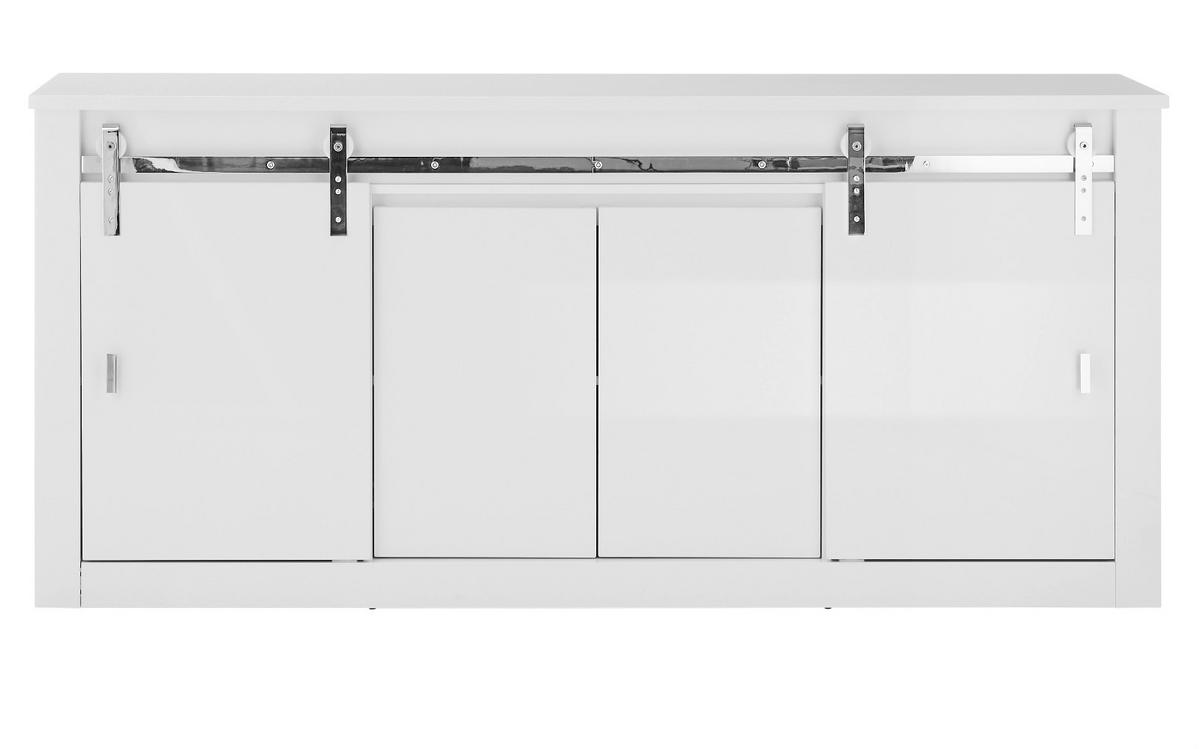 SIDEBOARD weiß Hochglanz 201 x 92 cm, Kommode mit Soft-Close - Chromfarben/Weiß Hochglanz, Holzwerkstoff/Kunststoff (201/92/43cm) - Furn.Design