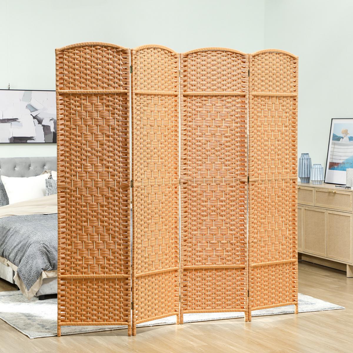 PARAVENT Polypropylen Kiefernholz Braun - Braun, Holz (1.7/180cm) - HOMCOM