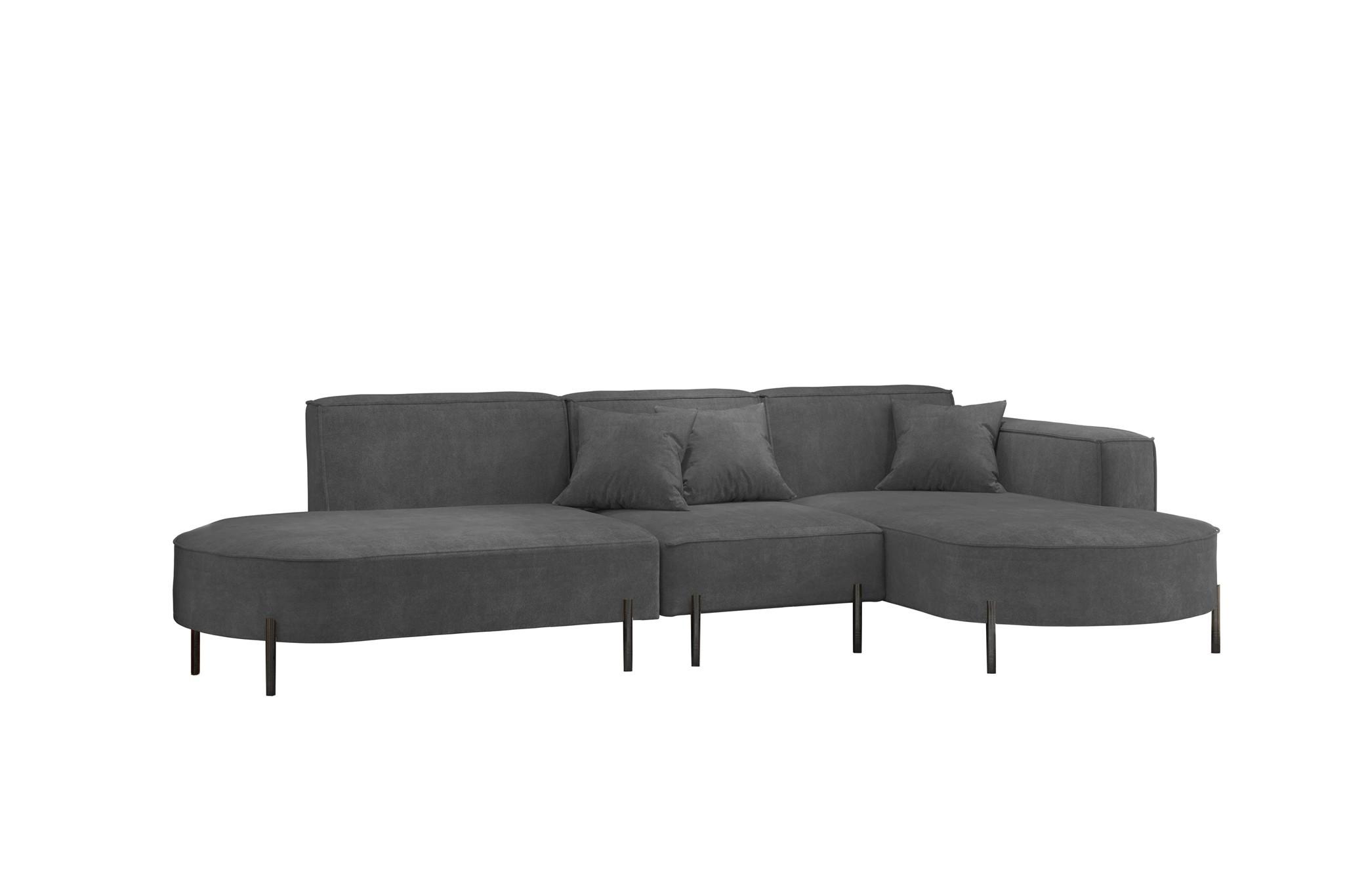 ECKSOFA Valencia - Anthrazit, Holzwerkstoff/Textil (321/165cm) - Fun Möbel