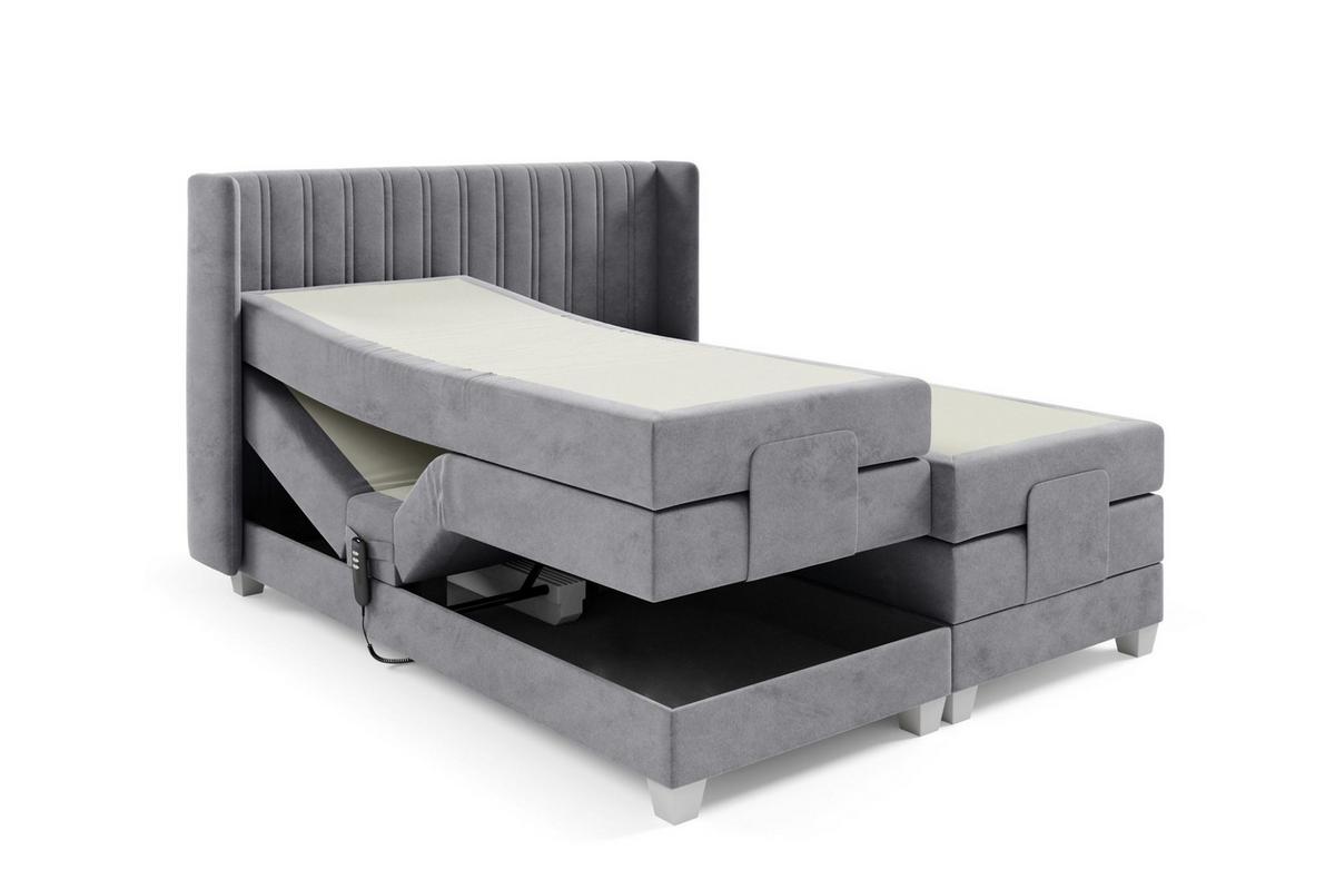 BOXSPRINGBETT Bett Elektrisch Magnus - Silberfarben, Holzwerkstoff/Textil (160/200cm) - Fun Möbel