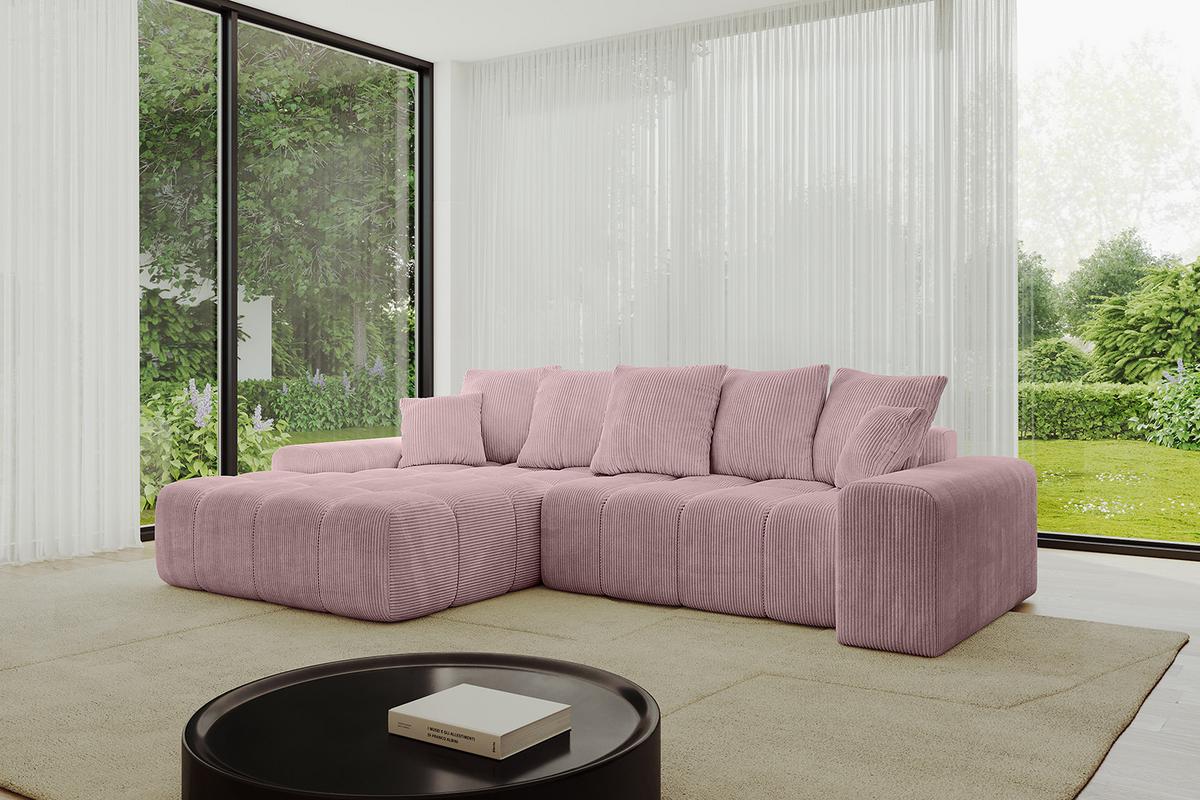 ECKSOFA Ottomane Links ENSI-L - 267x164x69 cm Rosa - Rosa, Holzwerkstoff/Kunststoff (267/164cm) - ALTDECOR