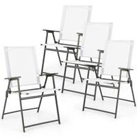 TERRASSENSTUHL Weiß (4-teilig) - Weiß, Metall (62/69/58cm) - COSTWAY