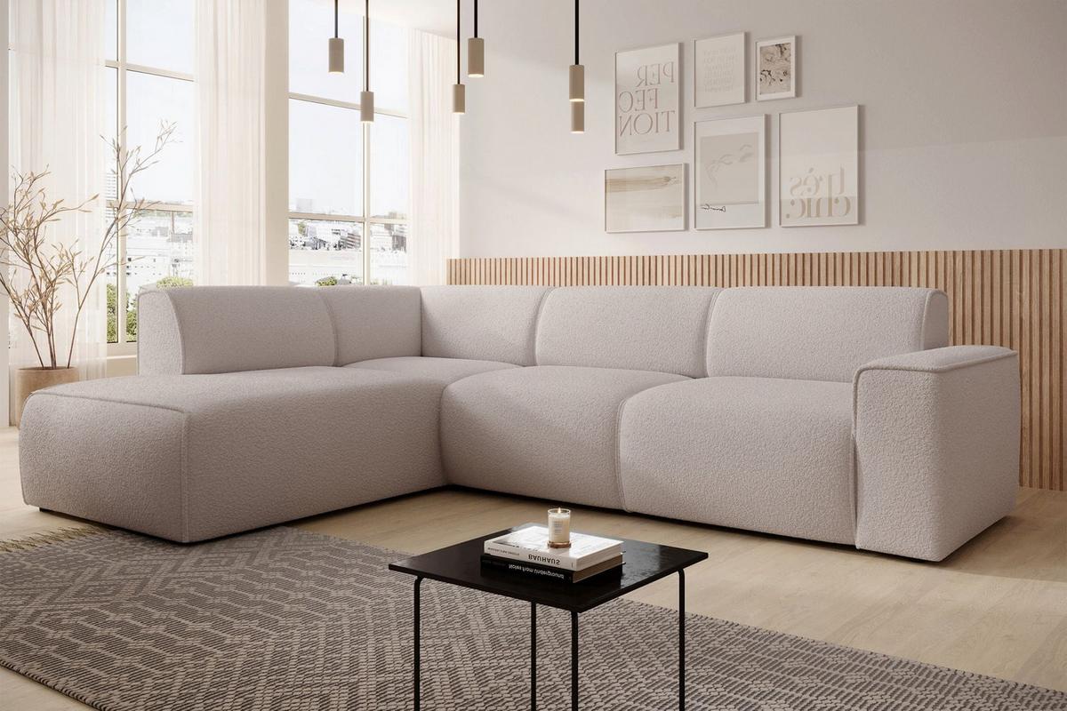 ECKSOFA Bouvi Hellbeige links - Ecru/Schwarz, Kunststoff/Textil (292/220cm) - Selsey