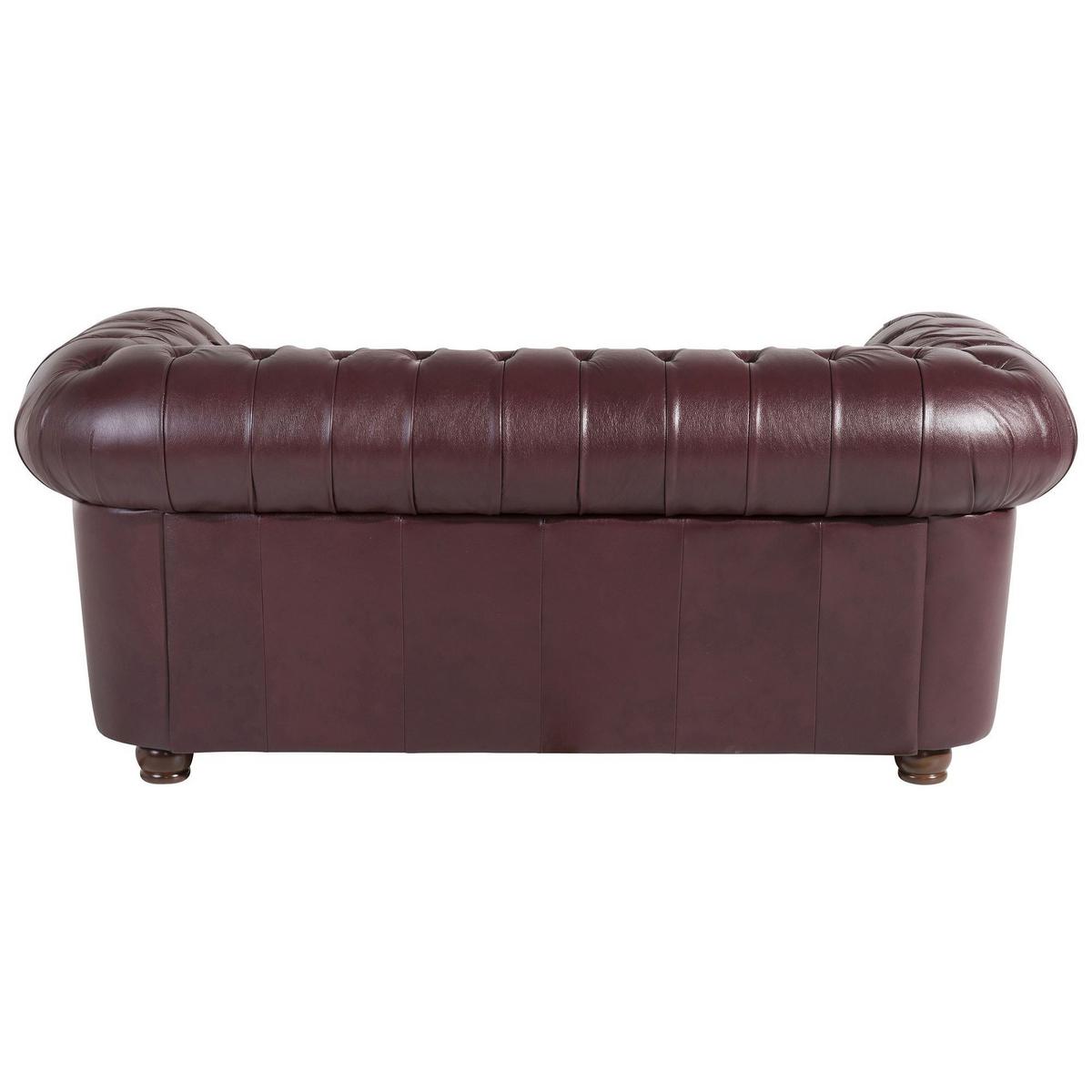 SOFA 2-Sitzer Kalea Bezug Wischleder Buche nussbaum dunkel / rot - Rot, Leder (172/76/98cm) - 58aufmkessel