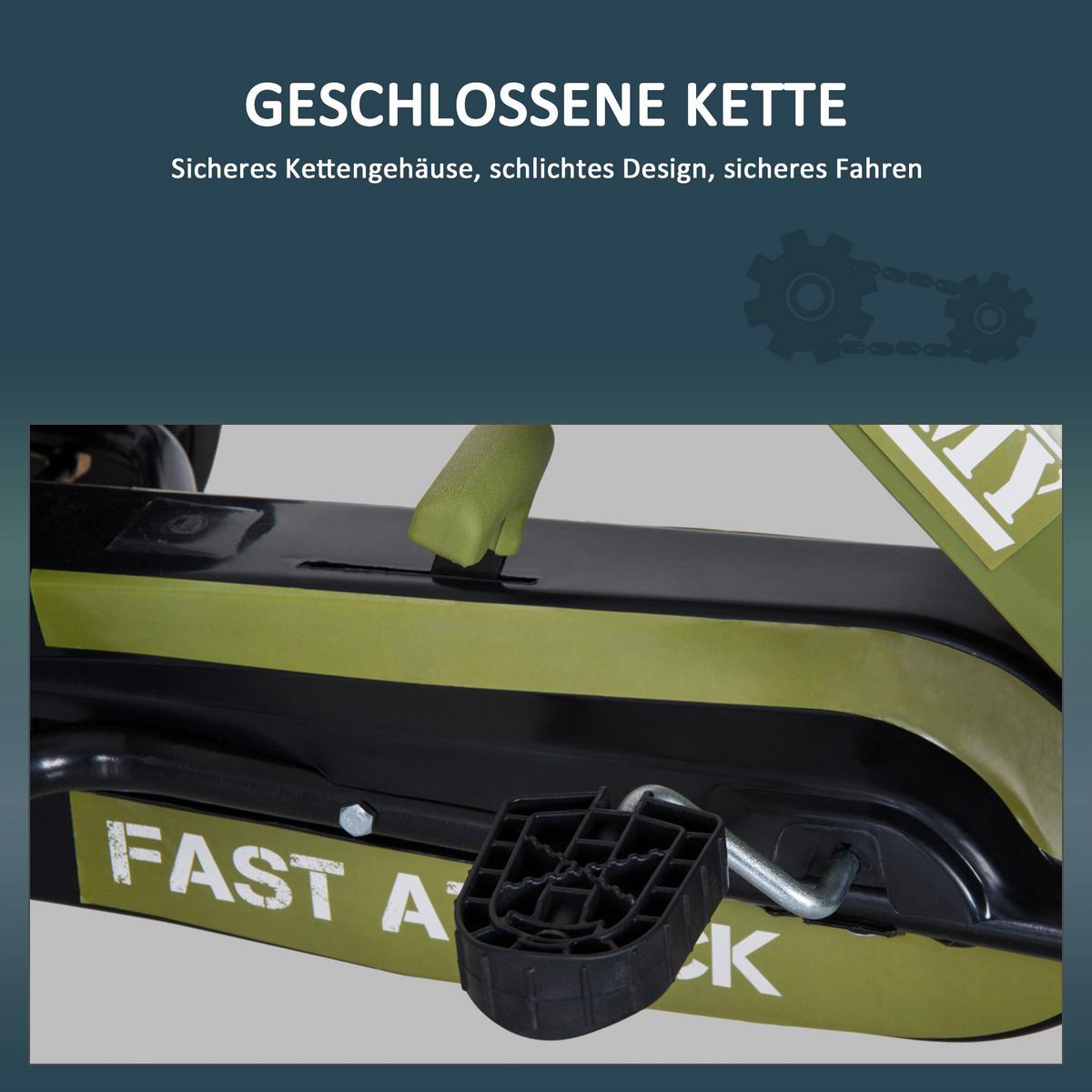 GO Kart Kettcar mit Handbremse Kinder Tretauto Tretfahrzeug ab 3 Jahre Grün - Grün, Metall (99/65/56cm) - HOMCOM