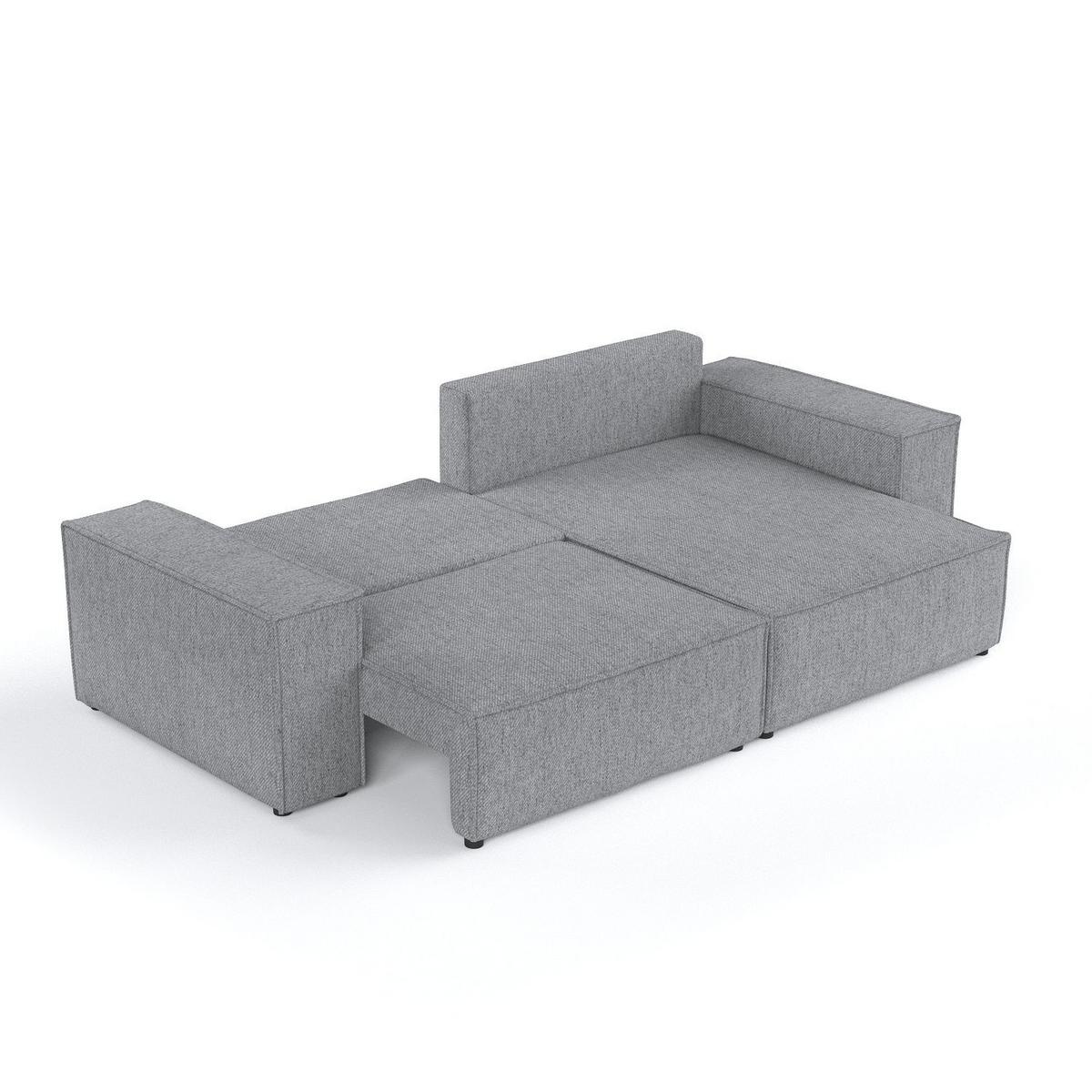ECKSOFA SENSO mit Schlaffunktion Grau im Neve Stoff - Schwarz/Grau, Holz/Holzwerkstoff (255/148cm) - AltaBeds