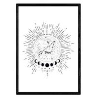 POSTER Sternzeichen Fische A4 Schwarzer Rahmen - Schwarz, Papier (29.7/5/21cm) - Nacnic
