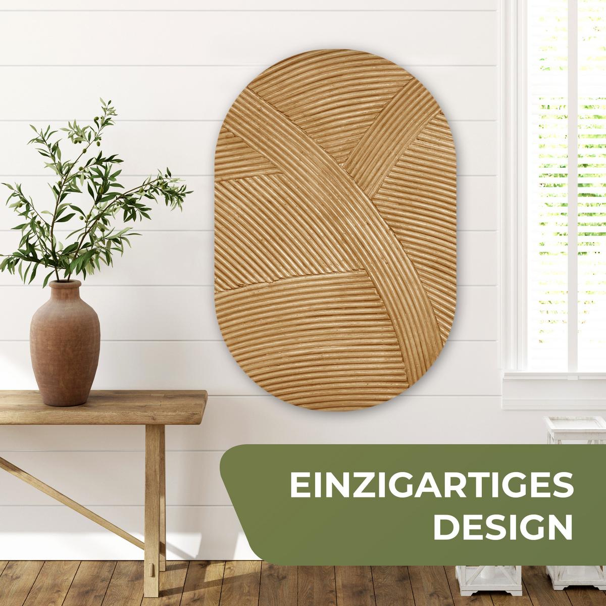 WANDBILD Struktur - Natur - Kunst - Rattan Wanddeko Schlafzimmer 60x90 cm - Naturfarben, Kunststoff (60/90cm) - MuchoWow