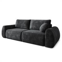 BETTSOFA ZEFEO Schwarz Chenille-Stoff mit Schlaffunktion - Schwarz, Textil (264/96/106cm) - MASSENO