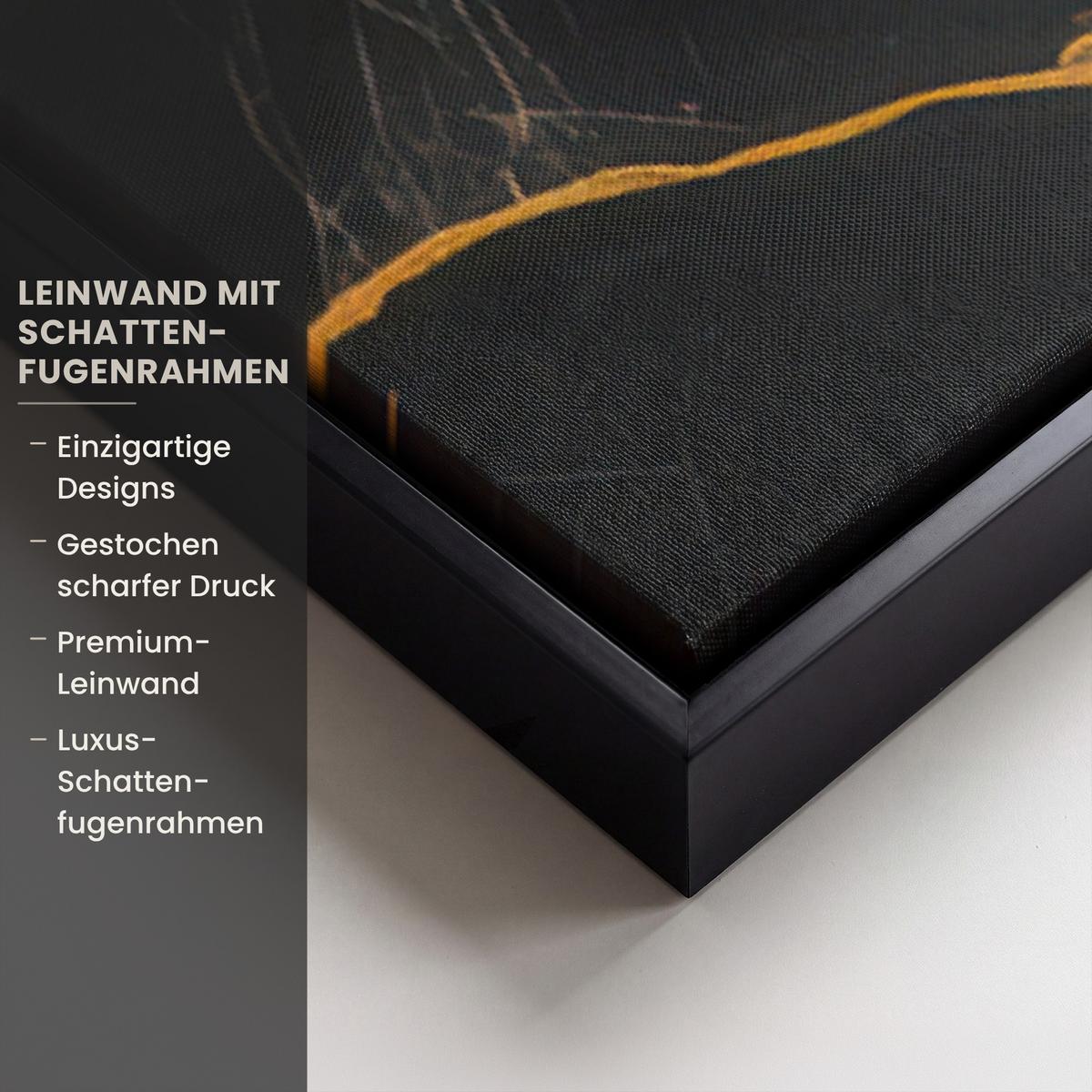 LEINWAND Bilder mit Rahmen - Weltkarte - Gold - Marmor - 100x150 - Goldfarben, Textil (100/150cm) - MuchoWow