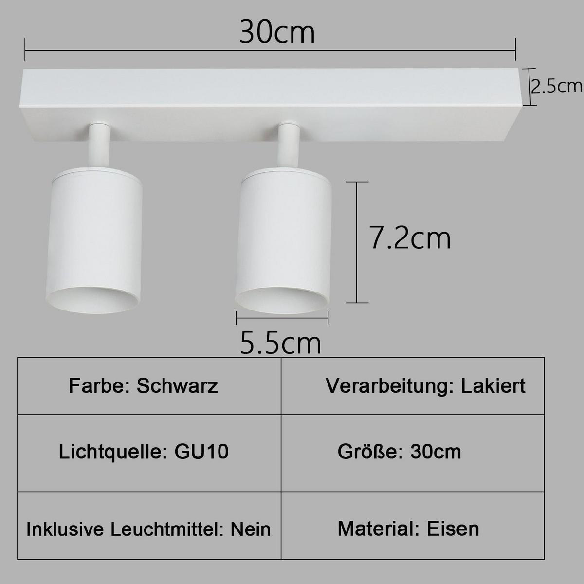 DECKENSTRAHLER Bergisch 2-flammig 30/5/14.4 cm - Weiß, Metall (30/5/14.4cm) - Nettlife