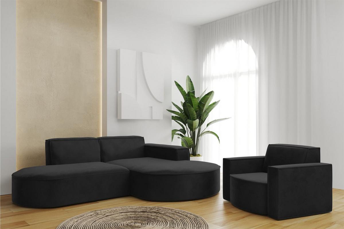 SOFASET Palma Ecksofa Sessel Opera - Schwarz, Holzwerkstoff/Textil (236/78/165cm) - Fun Möbel