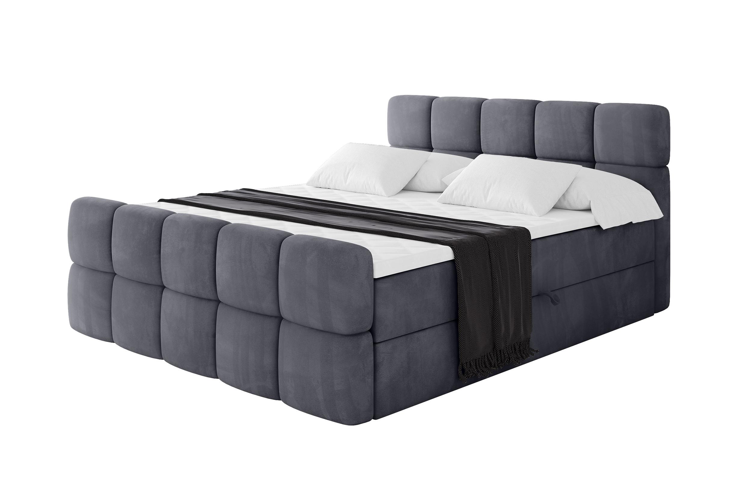 BOXBETT mit Matratze H3 - FAMA-Z - 120x200 cm Dunkelgrau Casablanca - Dunkelgrau, Holzwerkstoff - ALTDECOR