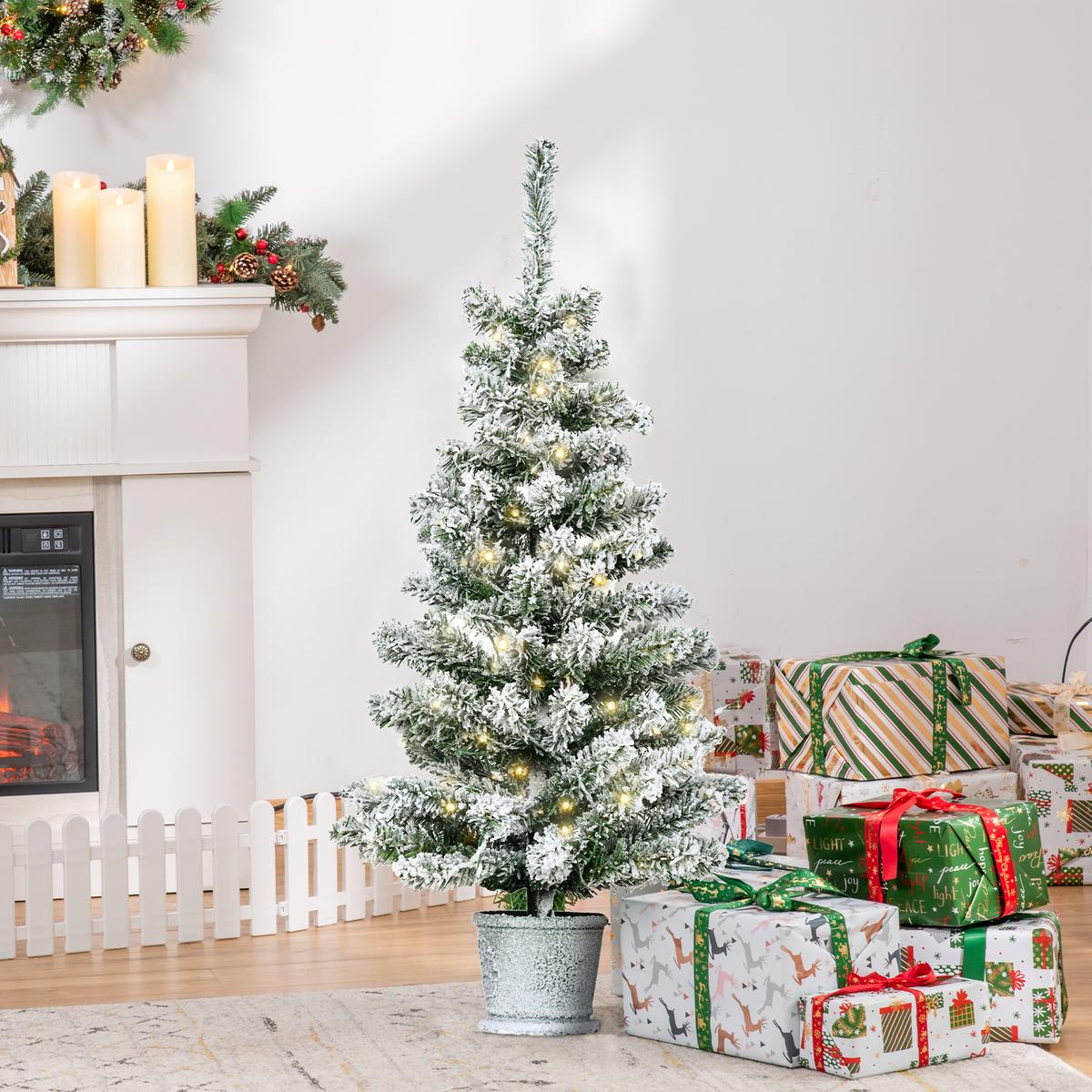 KÜNSTLICHER Weihnachtsbaum mit LED-Leuchten, 90 cm Christbaum mit 116 Spitzen - Grün, Kunststoff (90cm) - HOMCOM