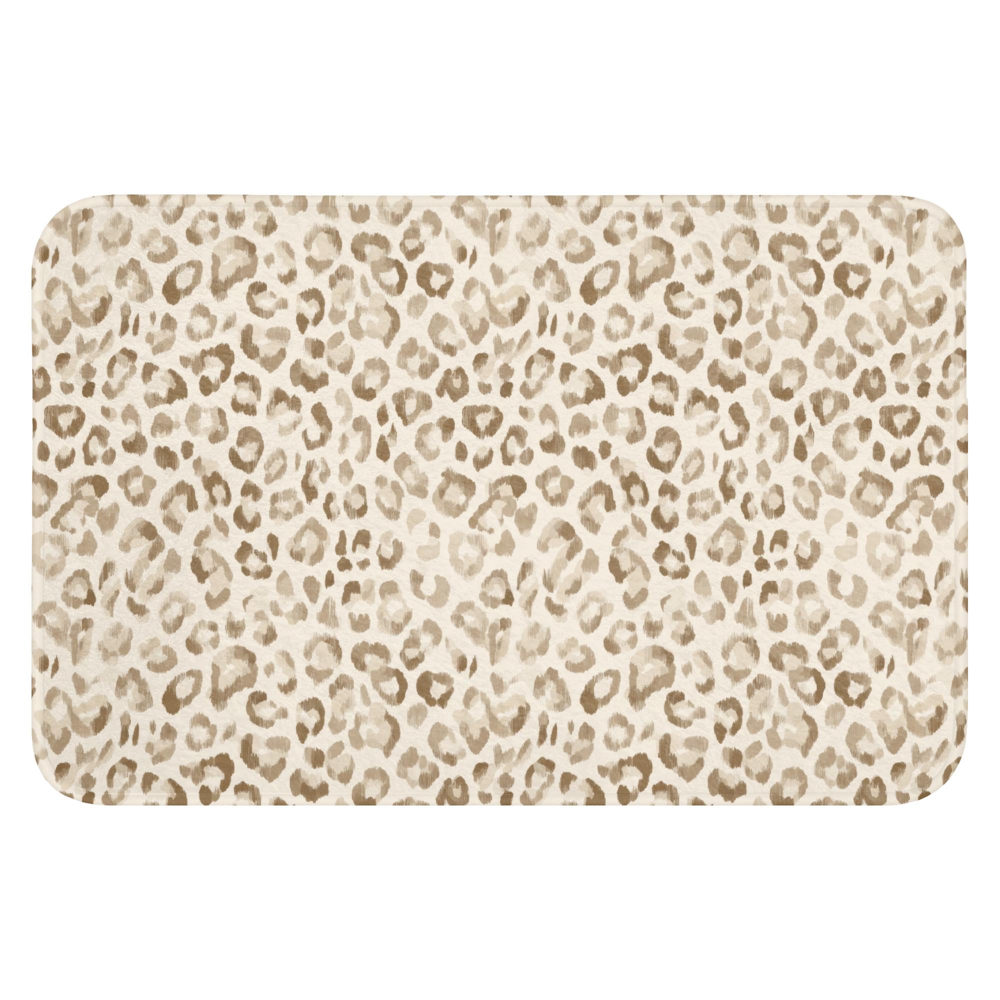 BADEMATTE Leopard - Klassisch - Beige Rutschfest 60x40 cm - Hellbraun, Textil (60/40cm) - OnlyWow