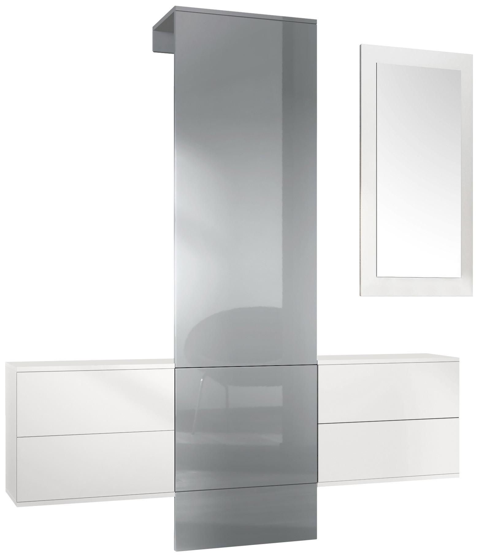 GARDEROBE Carlton Paneel in Grau Hochglanz - Grau, Holzwerkstoff (157/193/35cm) - Vladon