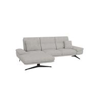 ECKSOFA Loris Grau Samt - Ottomane links - Schwarz/Grau, Holz/Textil (294/175cm) - S-Style Möbel