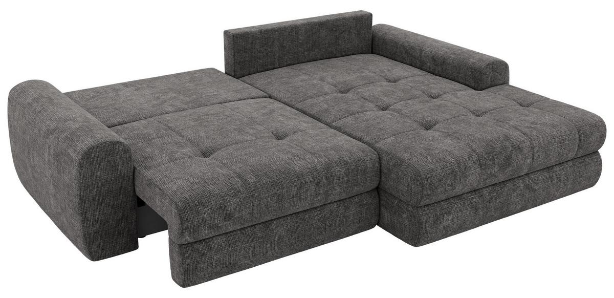ECKSOFA ARELIA L - Dunkelgrau Schenille grob gewebt - Links Seite - Dunkelgrau/Schwarz, Kunststoff/Textil (292/205cm) - MKS